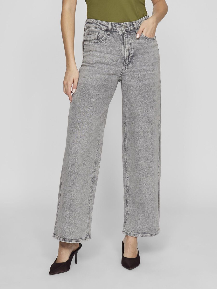 VILA VIFREYA HIGH-WAIST WIDE FIT JEANS, Light Grey Denim, highres - 14084736_LightGreyDenim_1188484_003.jpg