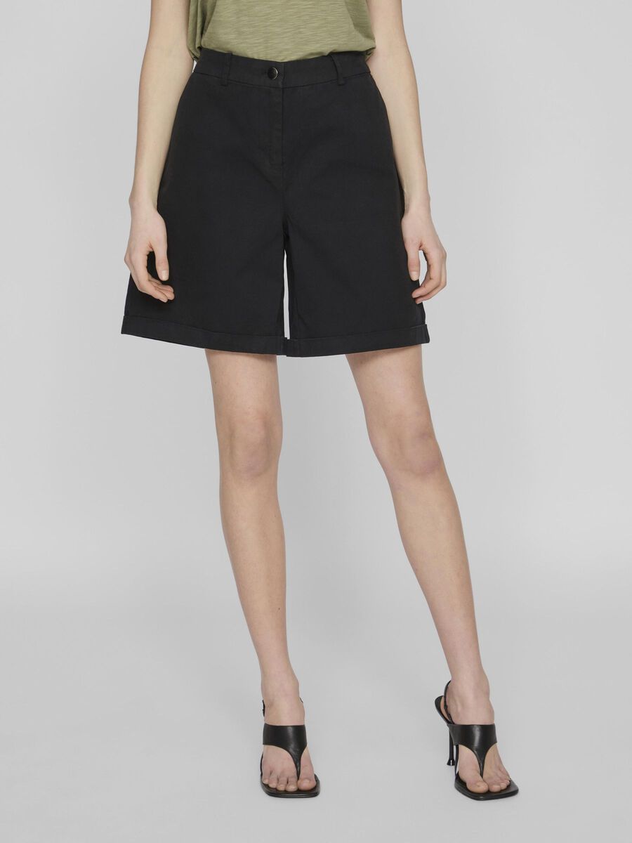 VILA MID RISE CHINO SHORTS, Black, highres - 14092025_Black_003.jpg