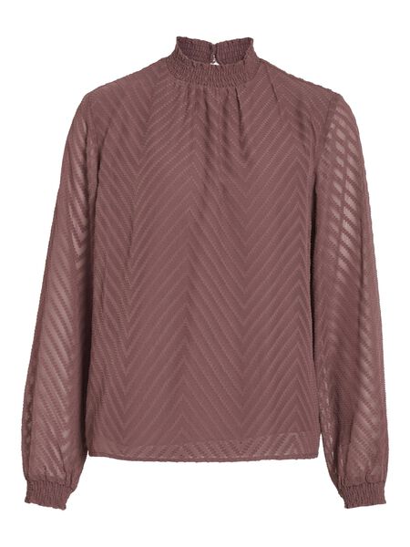 Vila HÖG HALS LÅNGÄRMAD BLUS, Rose Brown, highres - 14083460_RoseBrown_001.jpg