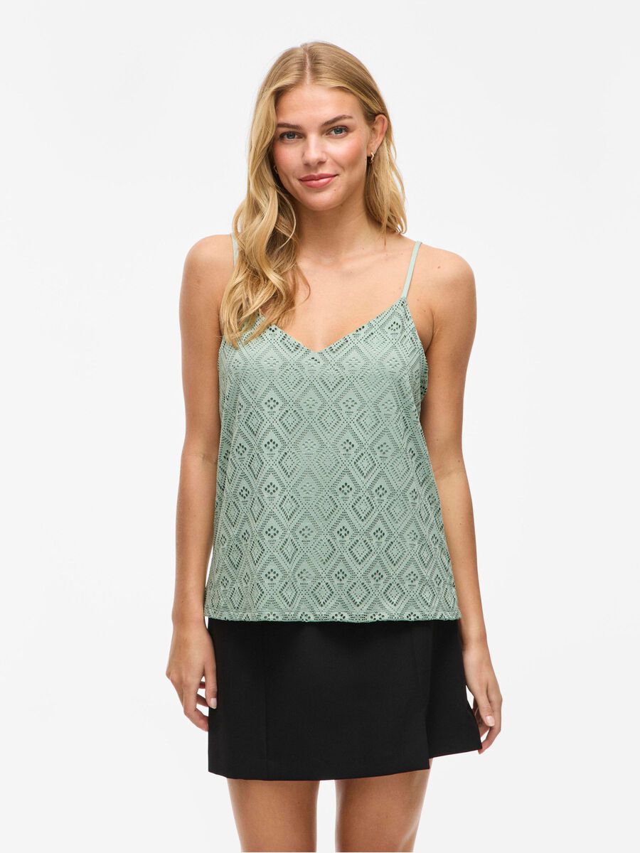 VILA VINUSA V-NECK STRAP TOP, Green Milieu, highres - 14112739_GreenMilieu_003.jpg