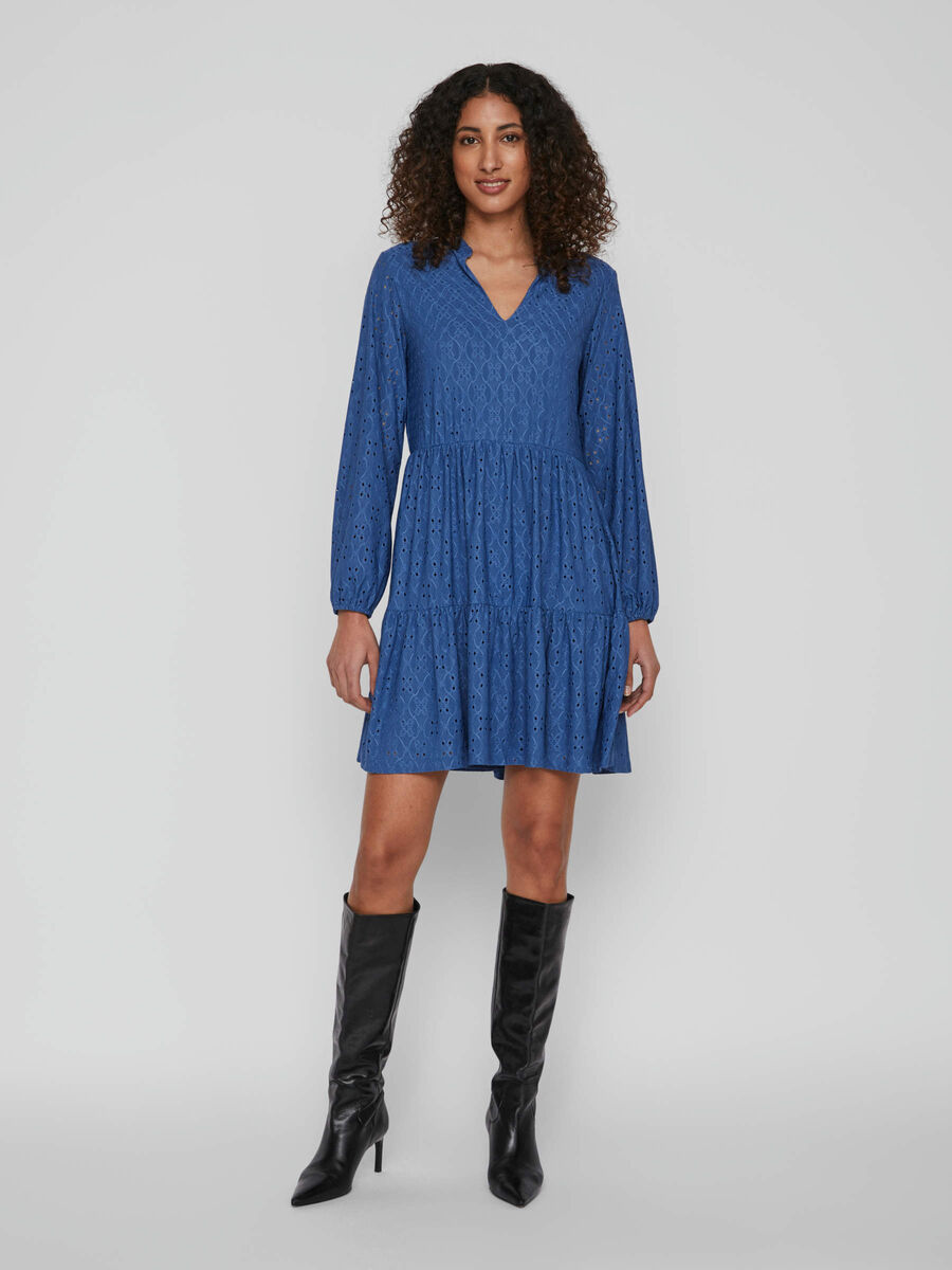 Vila LONG SLEEVED KNEE-LENGTH DRESS, Federal Blue, highres - 14070250_FederalBlue_003.jpg