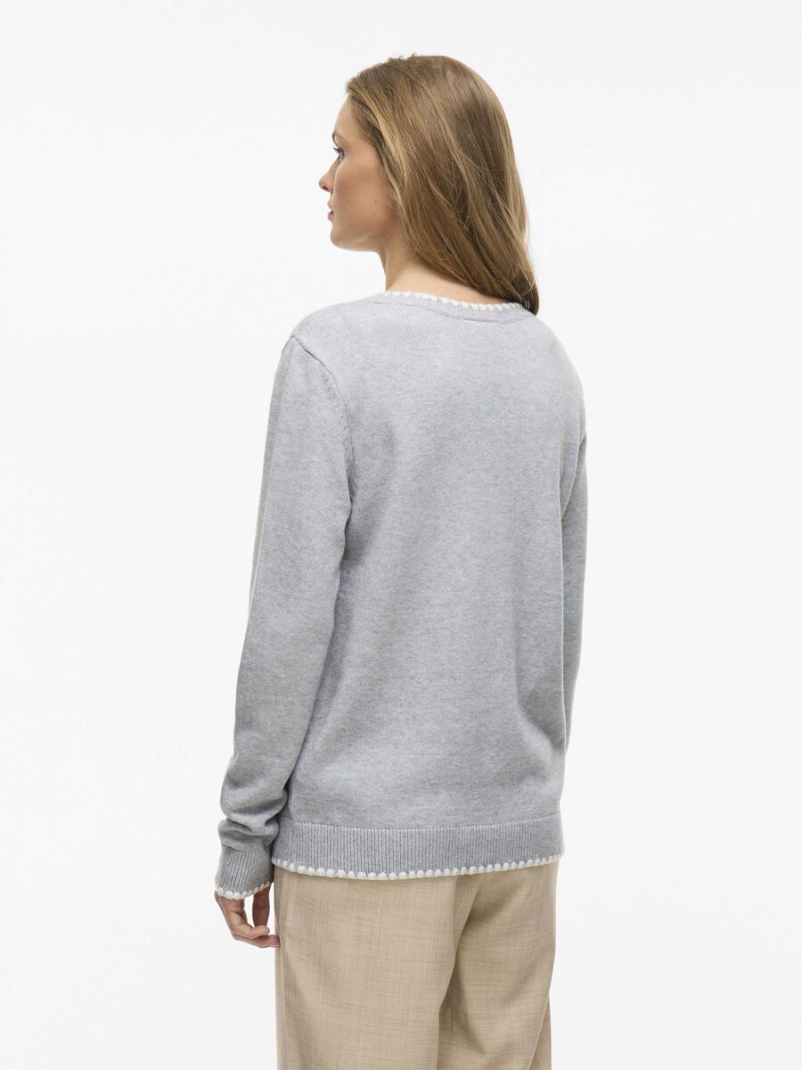 VILA RUNDHALS STRICKPULLOVER, Light Grey Melange, highres - 14110910_LightGreyMelange_1229777_004.jpg