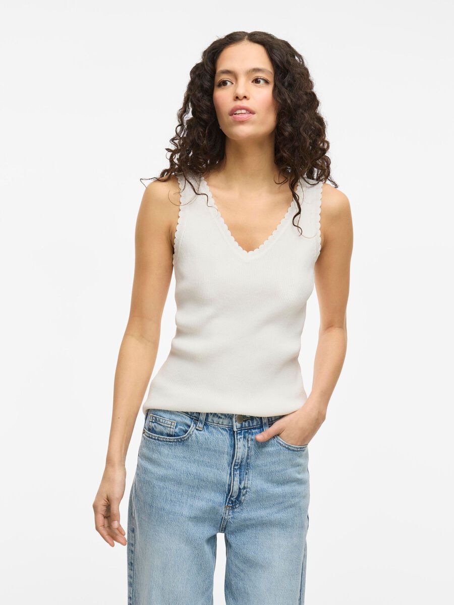 VILA SLEEVELESS KNITTED TOP, Snow White, highres - 14106963_SnowWhite_003.jpg