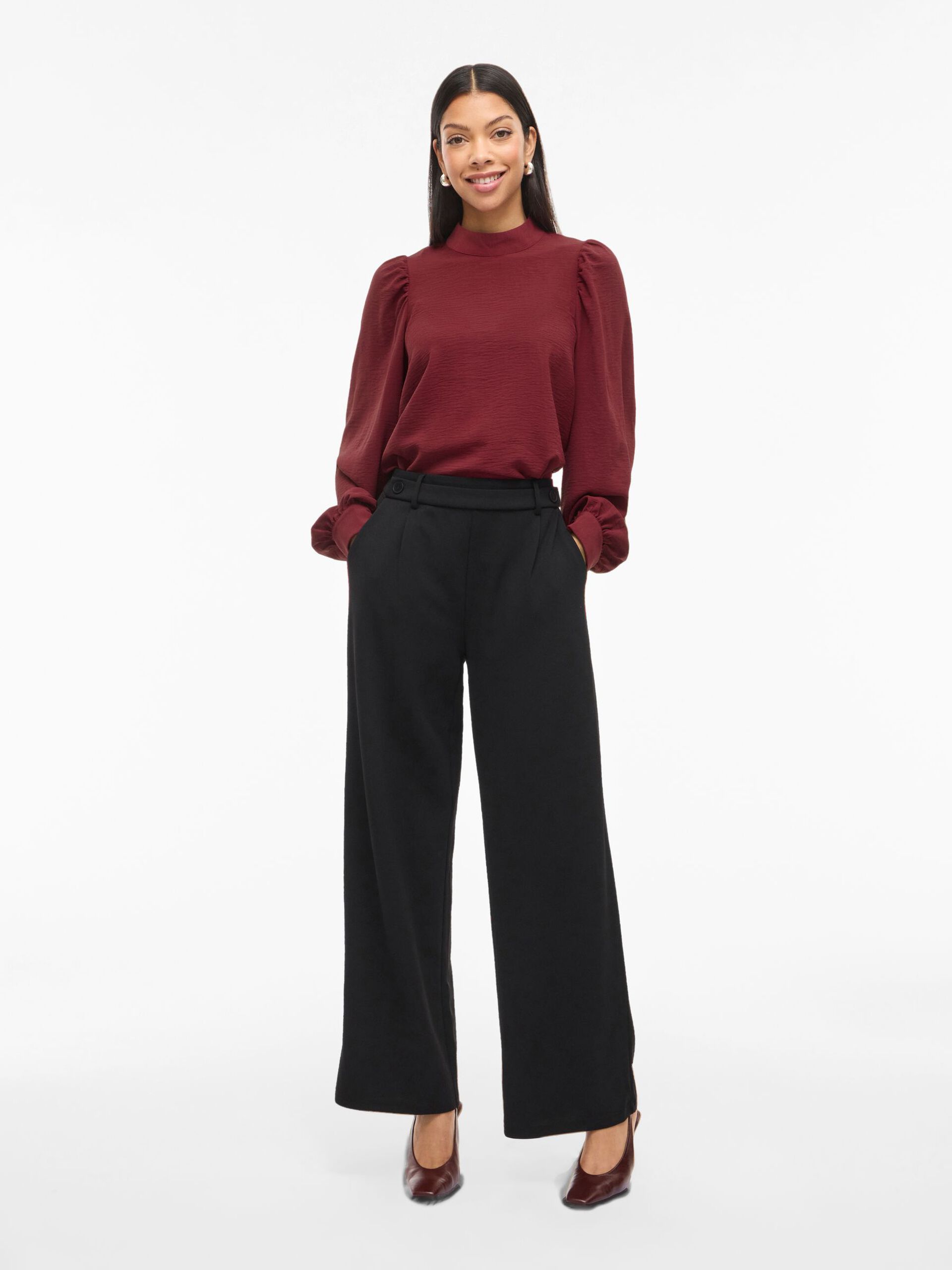 Carousel image - VIPALLAS HIGH NECK LONG SLEEVED TOP, Cabernet | 5