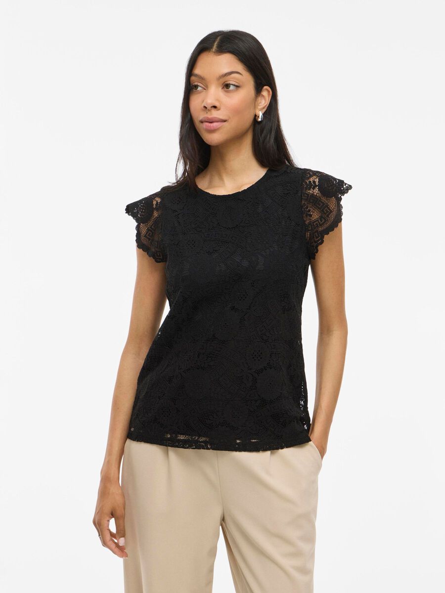 VILA VIMYNTE LACE SHORT SLEEVED TOP, Black, highres - 14112803_Black_003.jpg