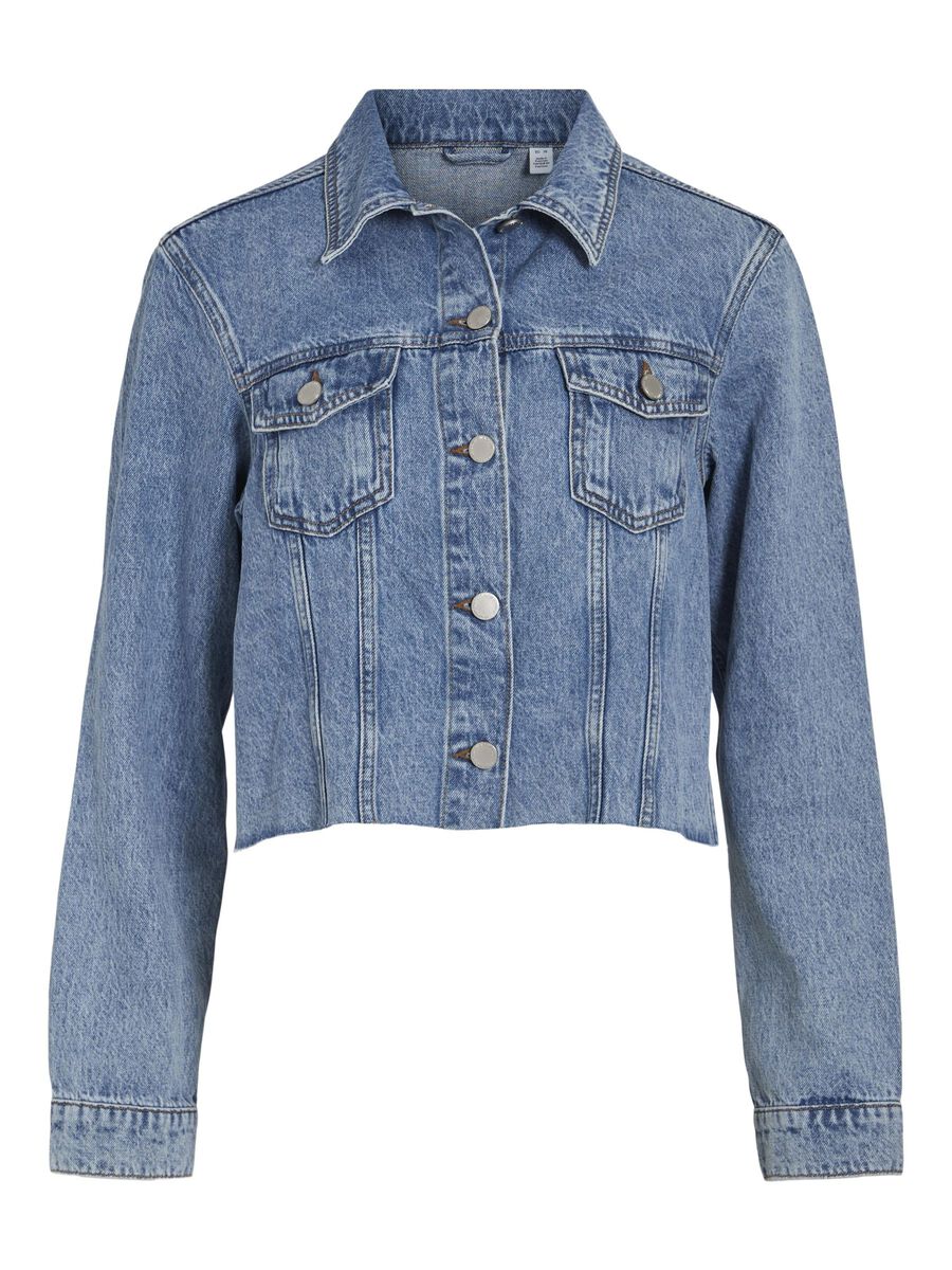 VILA CROPPED DENIM JACKET, Medium Blue Denim, highres - 14095175_MediumBlueDenim_001.jpg