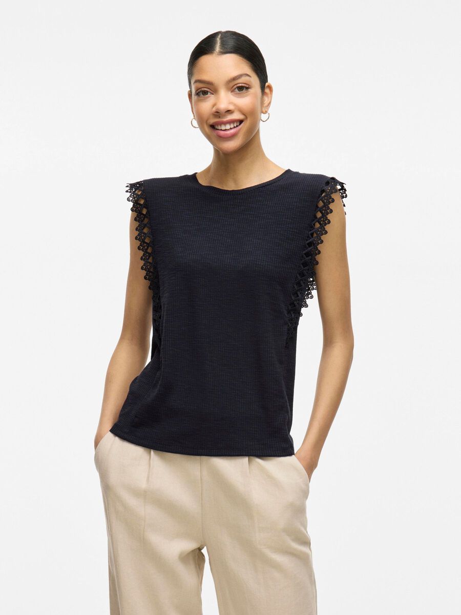 VILA RONDE HALS MOUWLOZE TOP, Navy Blazer, highres - 14105239_NavyBlazer_003.jpg