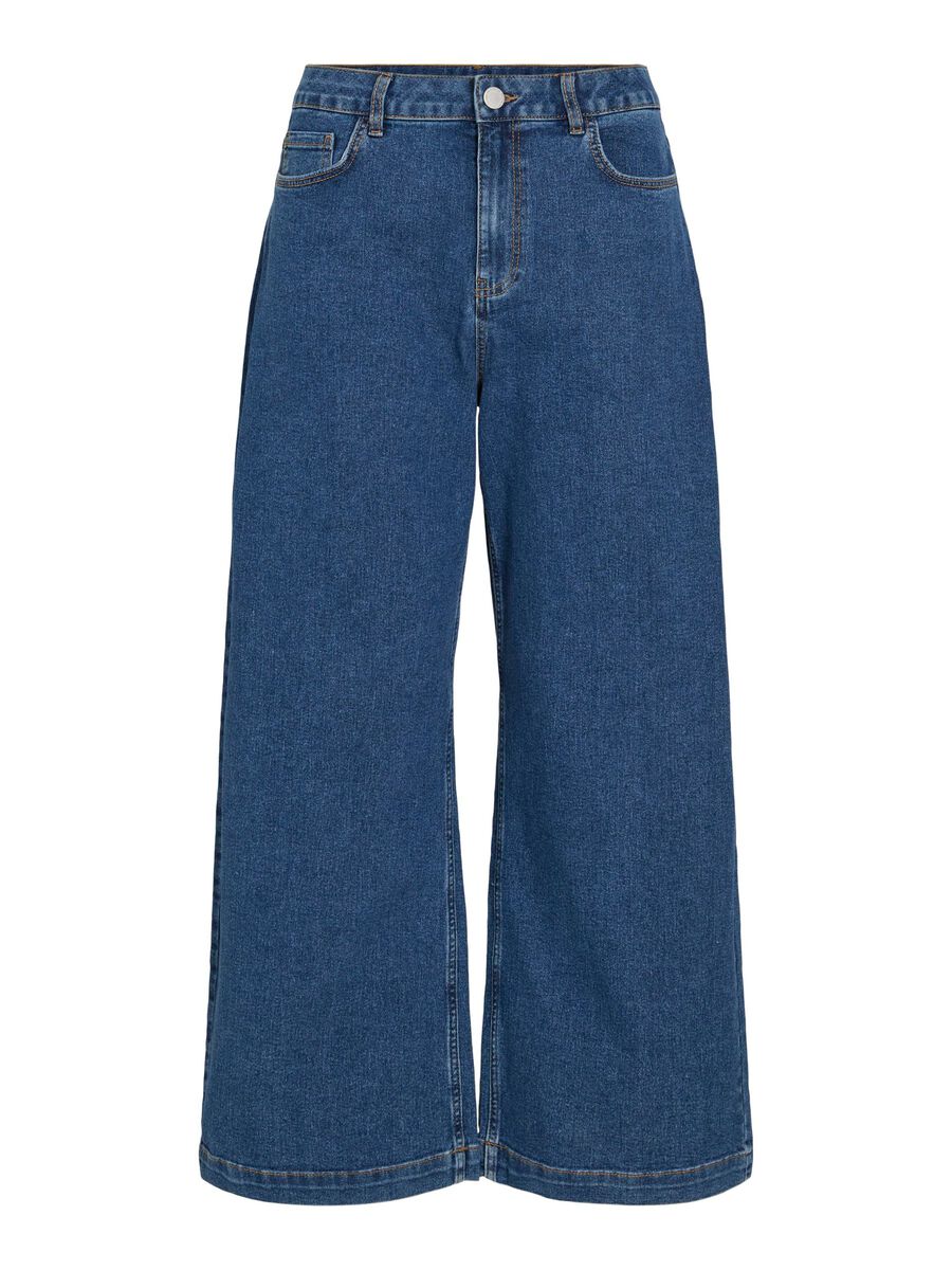 VILA HIGH WAIST CULOTTE JEANS, Medium Blue Denim, highres - 14104639_MediumBlueDenim_001.jpg