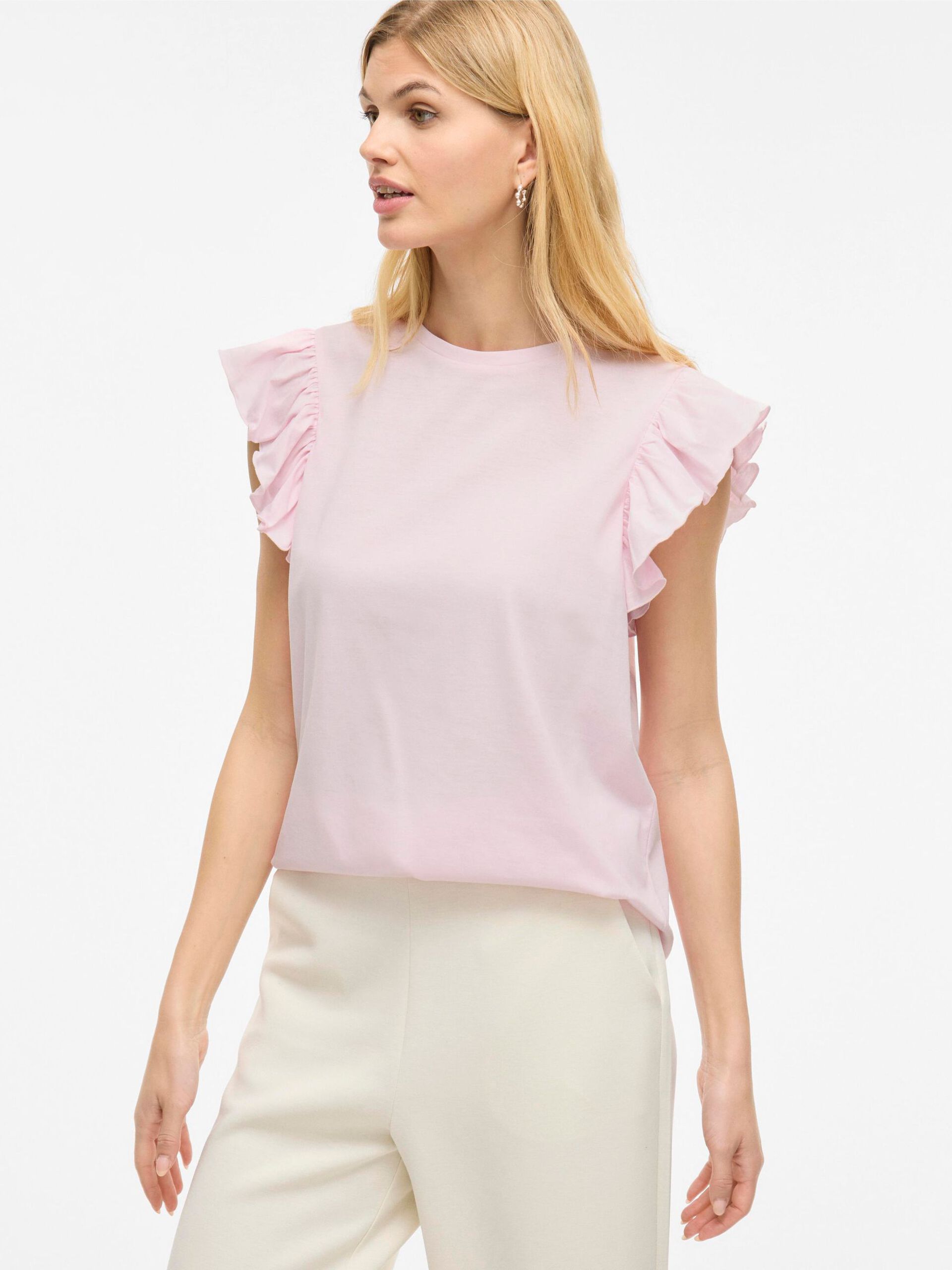 Carousel image - VISUMMER ROUND NECK CAP SLEEVE TOP, Ballerina | 5