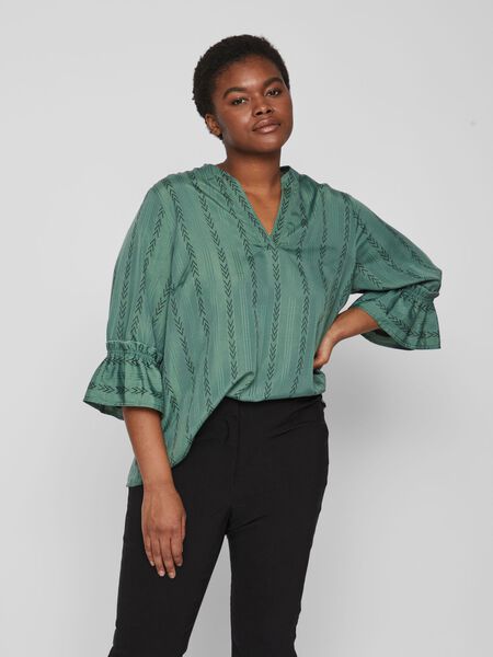 Vila CURVE - BLOUSE MANCHES 3/4, Duck Green, highres - 14082600_DuckGreen_999006_003.jpg
