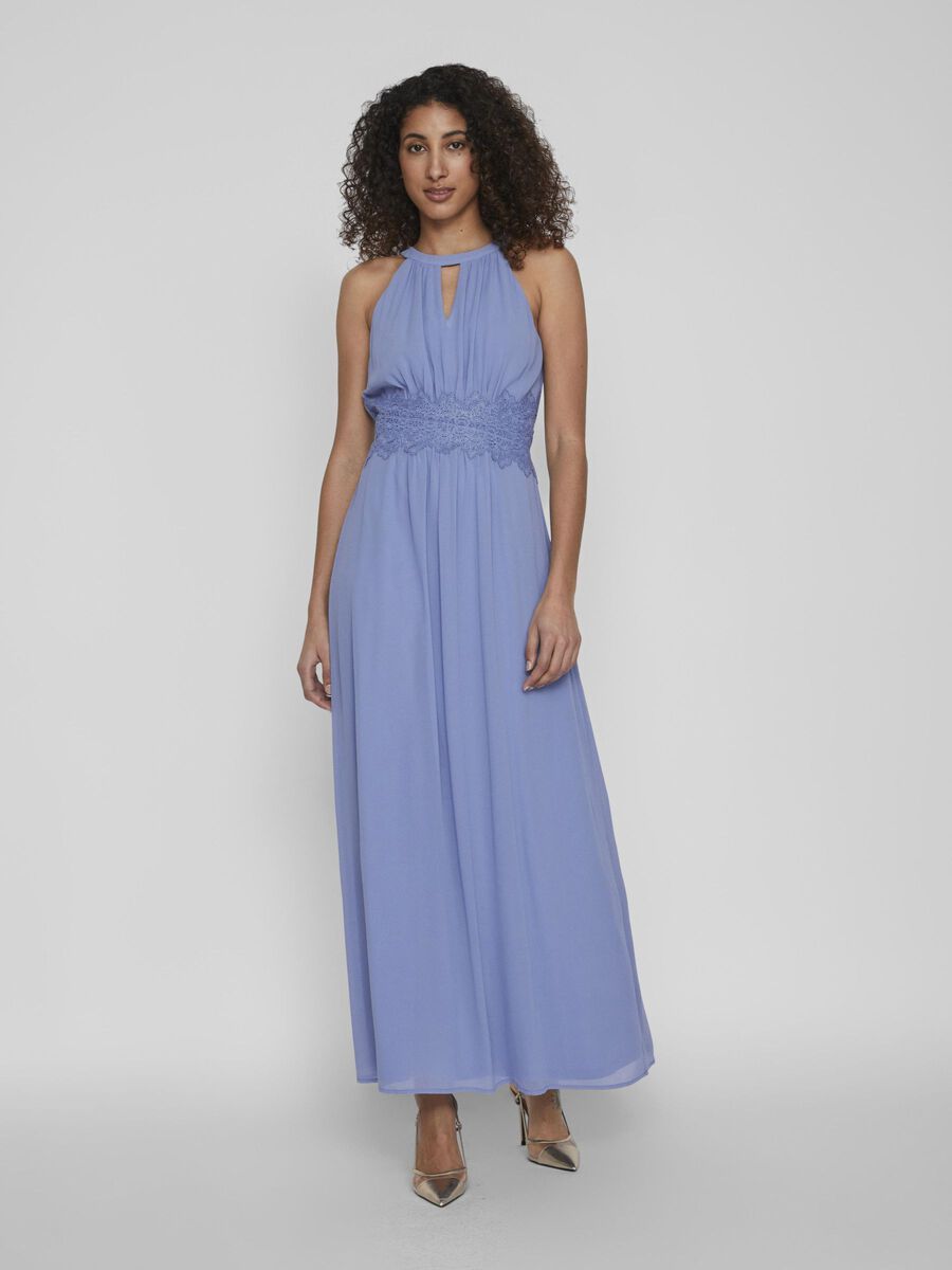 buffet Voorzitter Vertellen PLEATED HALTER NECK MAXI DRESS (Blue) | Vila® Official Online Shop