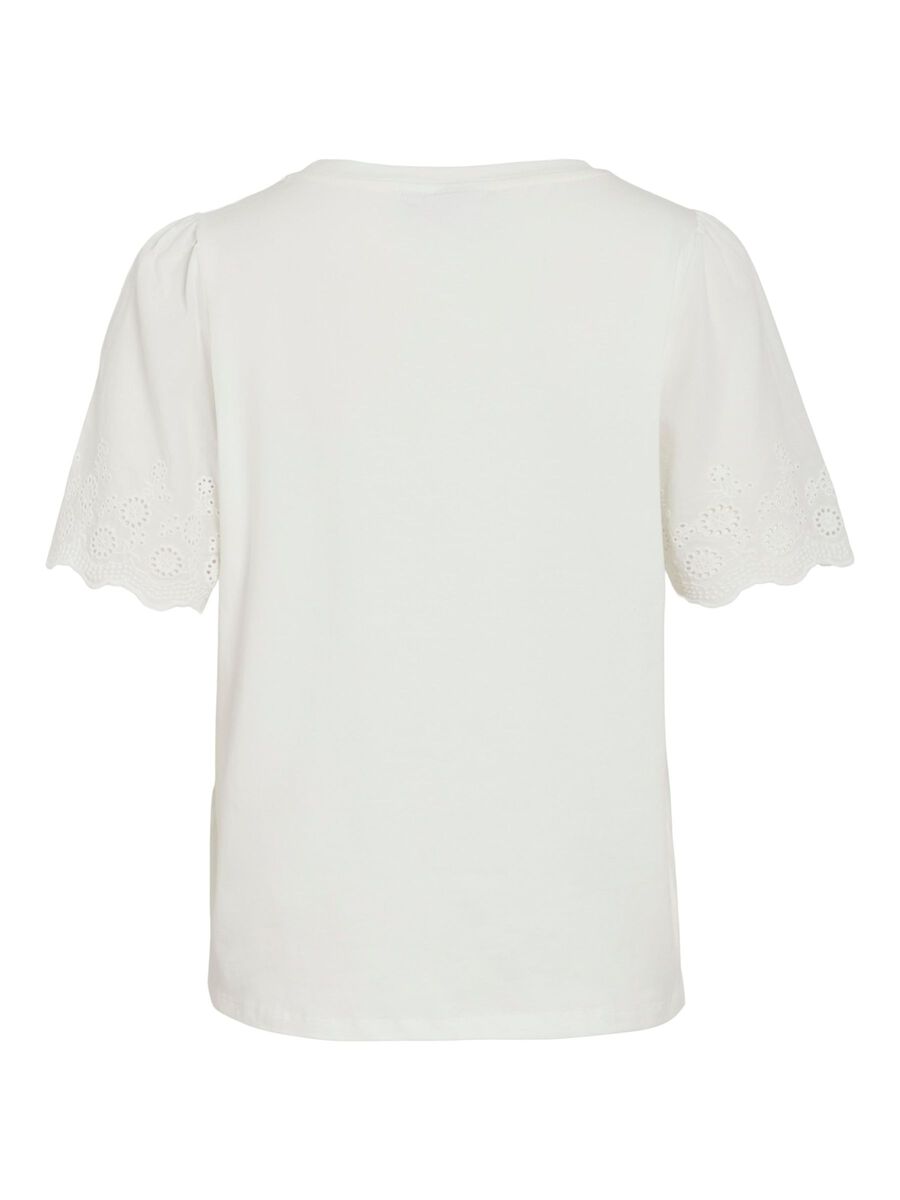VILA VICELIANA ROUND NECK SHORT SLEEVED TOP, Snow White, highres - 14106095_SnowWhite_002.jpg