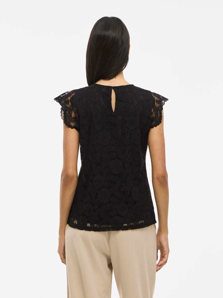 VILA VIMYNTE PIZZO TOP A MANICHE CORTE, Black, highres - 14112803_Black_004.jpg