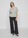 VILA BUTTONED SHORT SLEEVED TOP, Green Milieu, highres - 14099283_GreenMilieu_005.jpg
