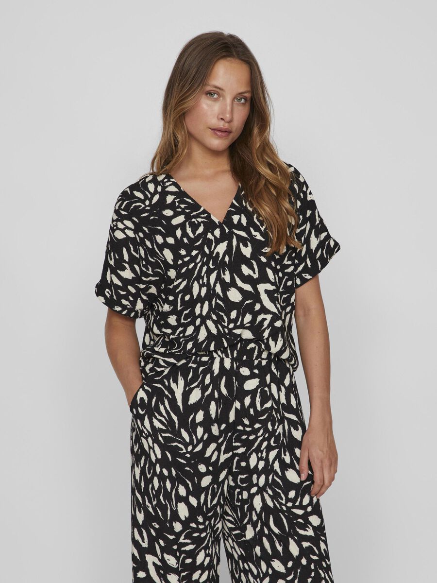 VILA V-NECK SHORT SLEEVED TOP, Black Beauty, highres - 14097538_BlackBeauty_1110969_003.jpg