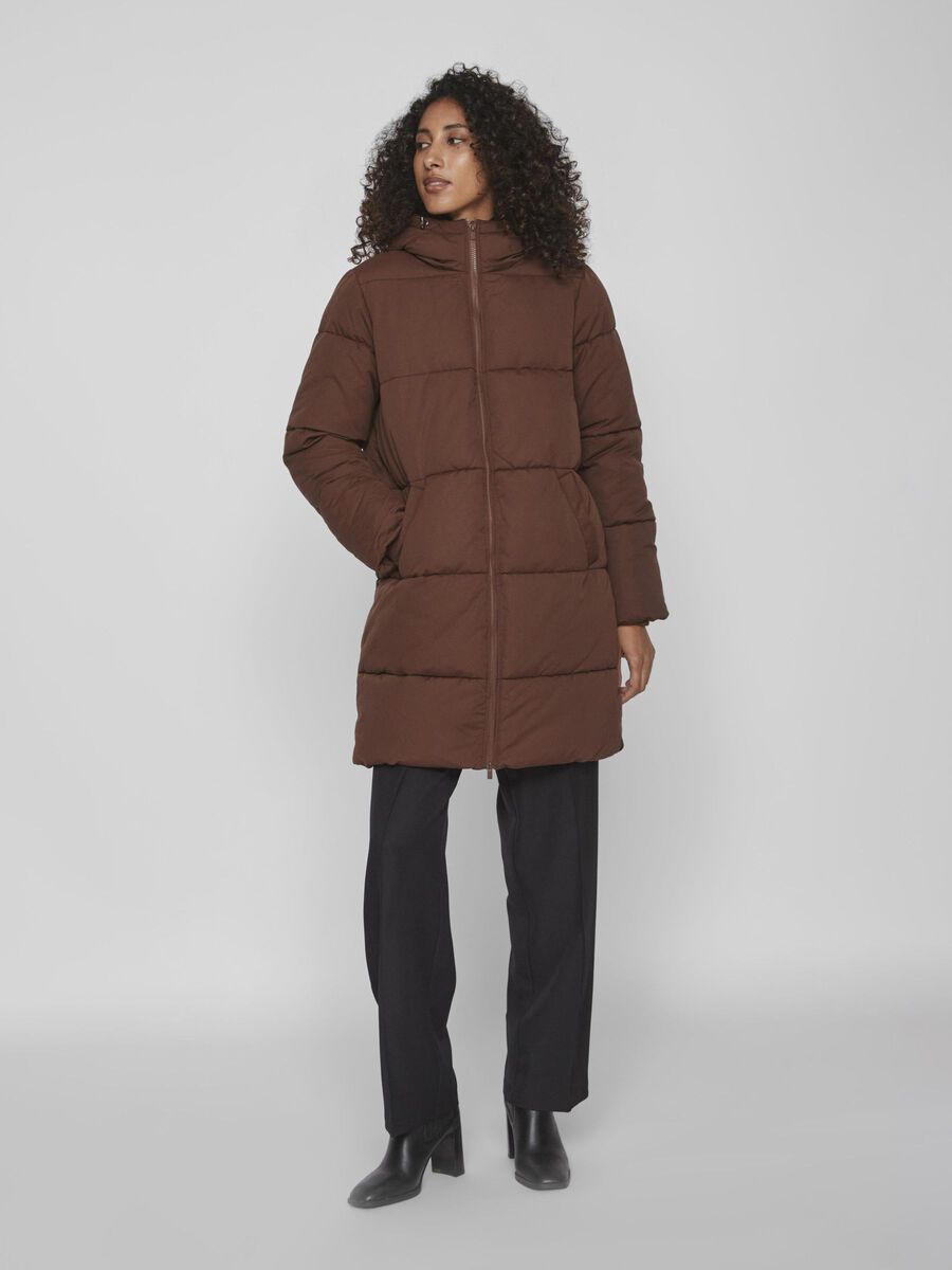 Vila HOODED PUFFER COAT, Shaved Chocolate, highres - 14079826_ShavedChocolate_003.jpg