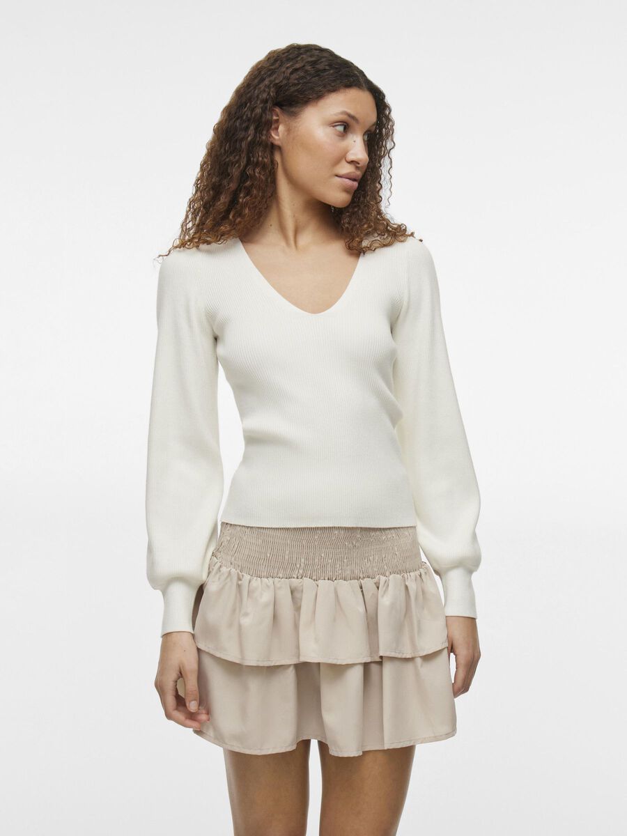 VILA V-NECK KNITTED TOP, Cloud Dancer, highres - 14104962_CloudDancer_003.jpg
