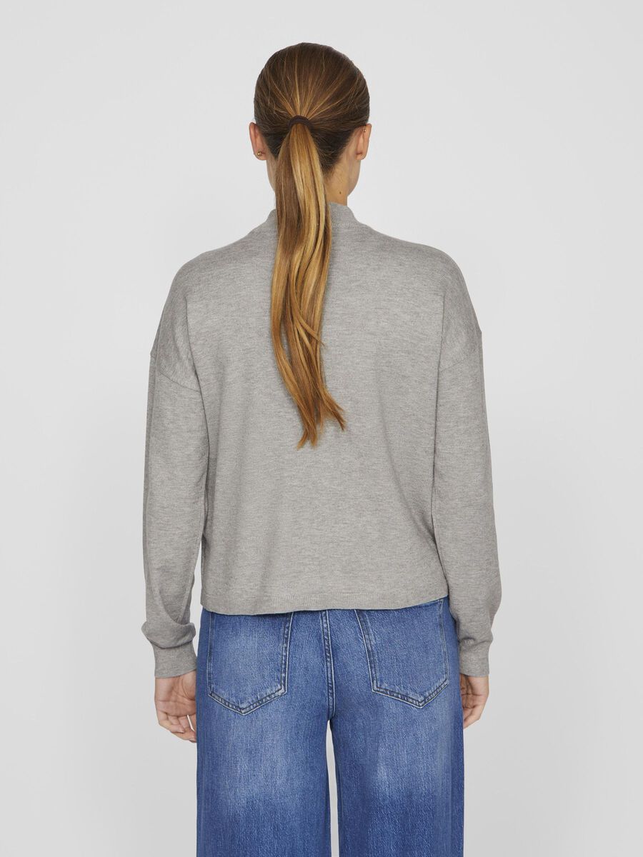 VILA HIGH NECK KNITTED PULLOVER, Light Grey Melange, highres - 14105037_LightGreyMelange_1169573_004.jpg