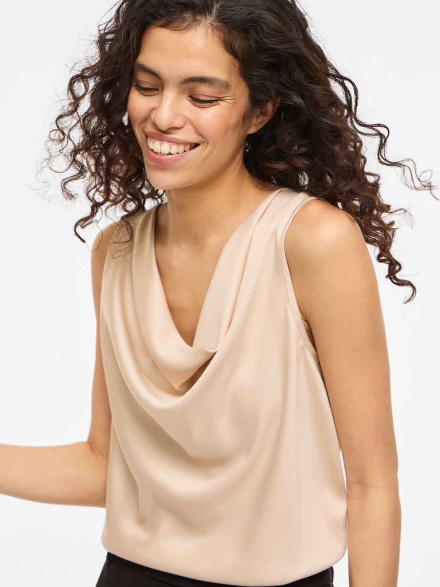 Carousel image - WATERFALL SLEEVELESS TOP, Cement | 3