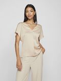 VILA VIELLETTE V-NECK SHORT SLEEVED TOP, Cement, highres - 14089239_Cement_003.jpg