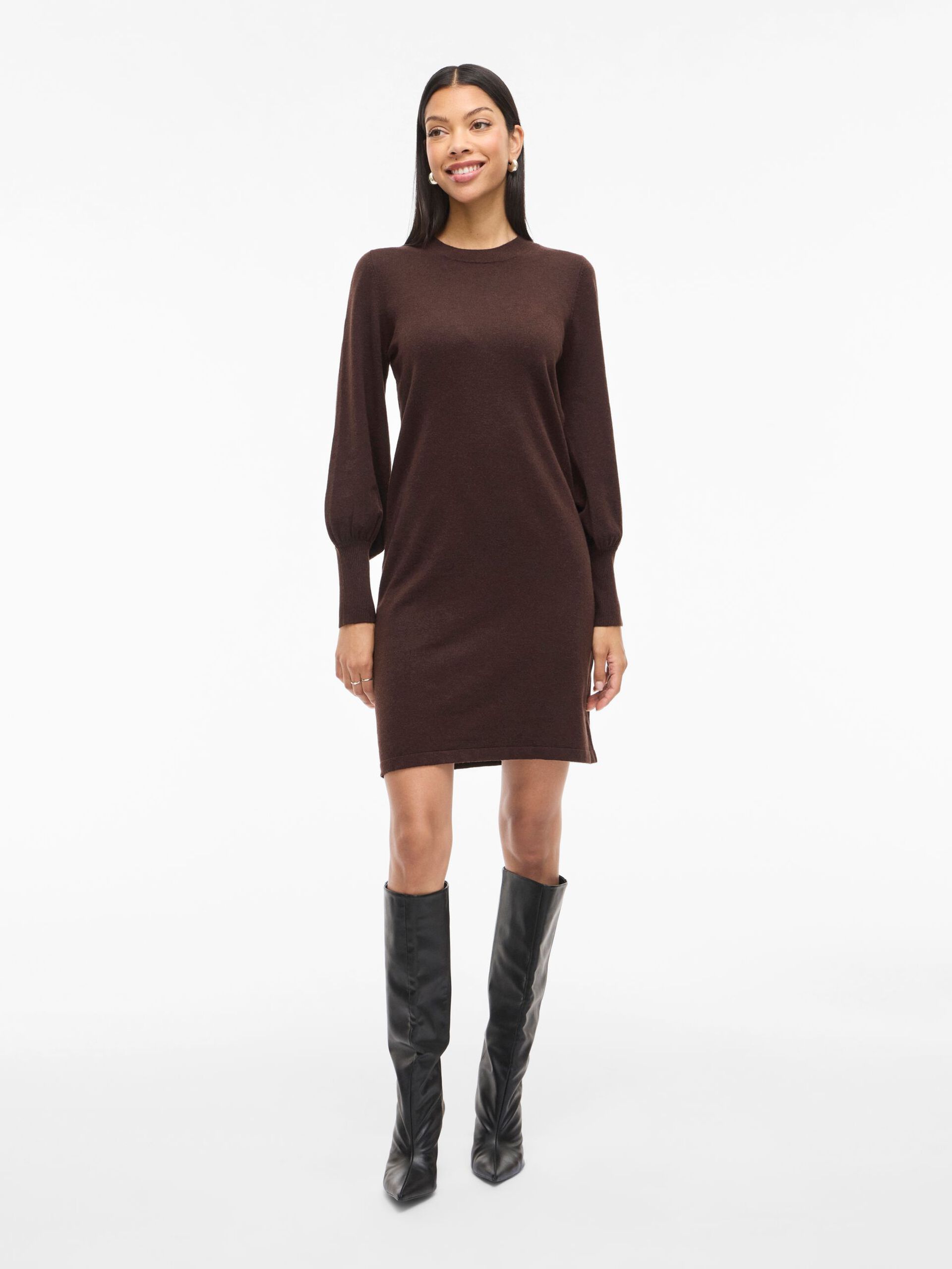 Carousel image - VIKERRY KNITTED SHORT DRESS, Coffee Bean | 4