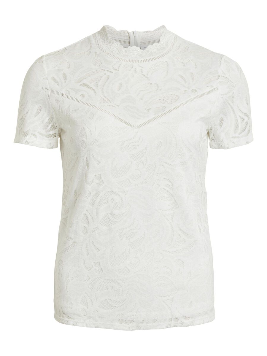 VILA Blonde Top Med Korte Ærmer Kvinder White