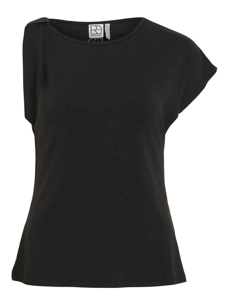 VILA ROUND NECK SHORT SLEEVED TOP, Meteorite, highres - 14105894_Meteorite_001.jpg