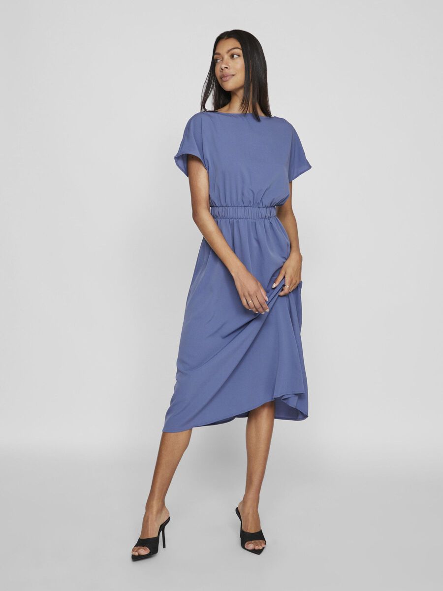VILA SHORT SLEEVED MIDI DRESS, Bijou Blue, highres - 14103262_BijouBlue_003.jpg