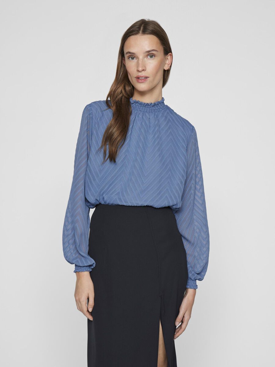 VILA HÖG HALS LÅNGÄRMAD BLUS, Coronet Blue, highres - 14103234_CoronetBlue_003.jpg