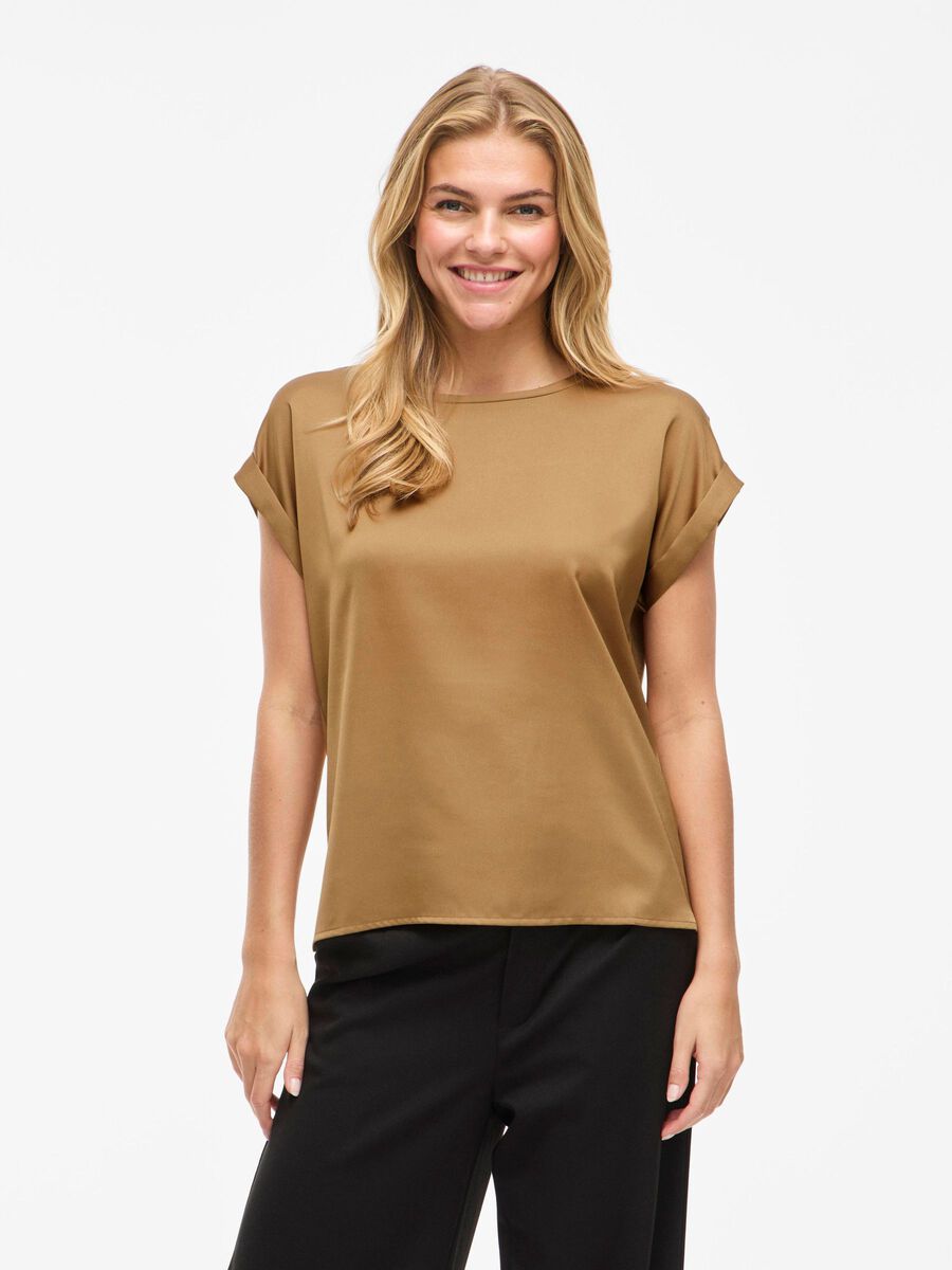 VILA VIELLETTE SHORT SLEEVED TOP, Bistre, highres - 14059563_Bistre_003.jpg