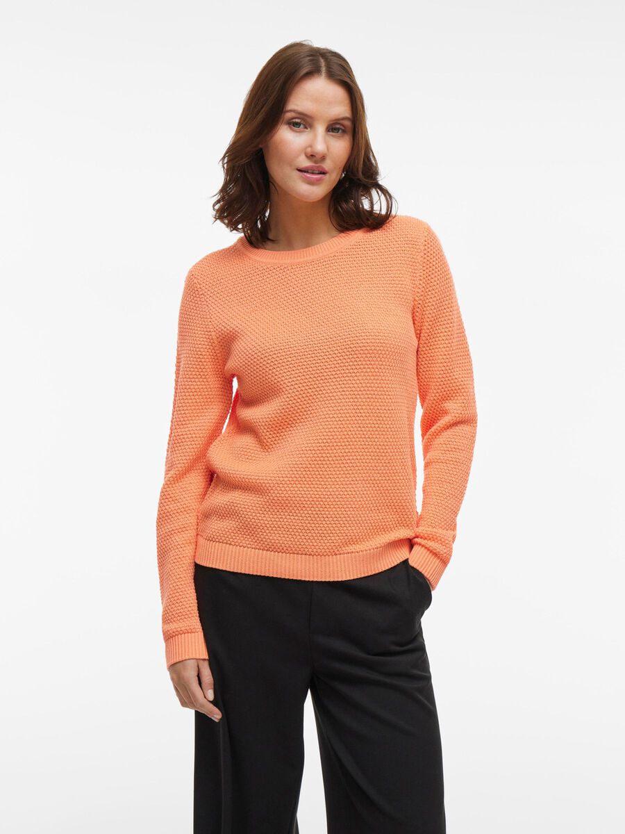 VILA VIDALO BASIC STRICKPULLOVER, Cadmium Orange, highres - 14082767_CadmiumOrange_003.jpg