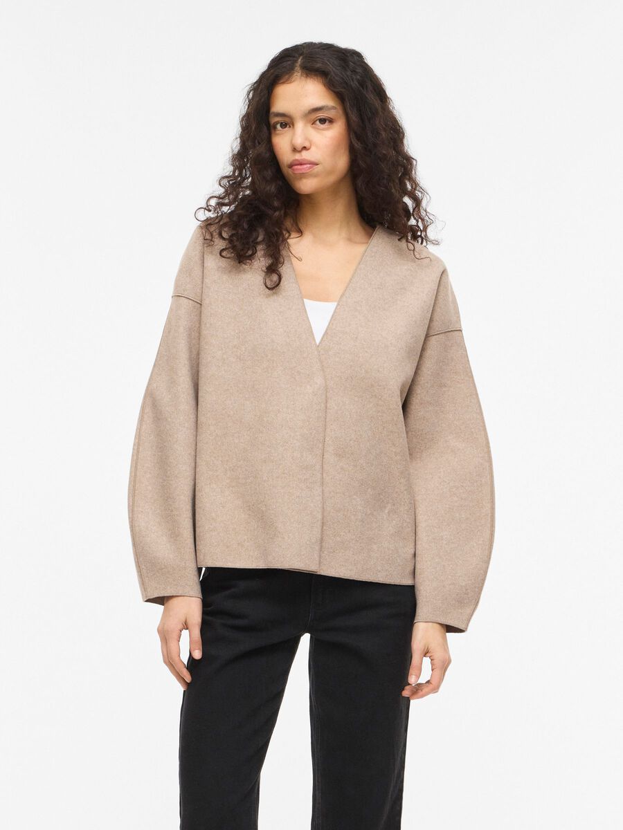 Product carousel image - VIJUICE V-NECK JACKET, Natural Melange | 1