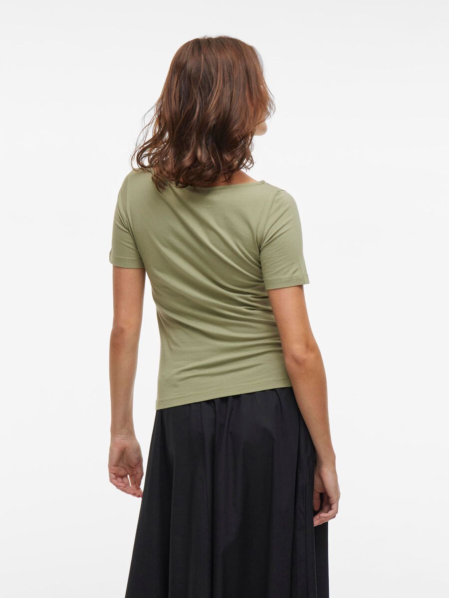 VILA BOATNECK SHORT SLEEVED TOP, Oil Green, highres - 14109694_OilGreen_004.jpg