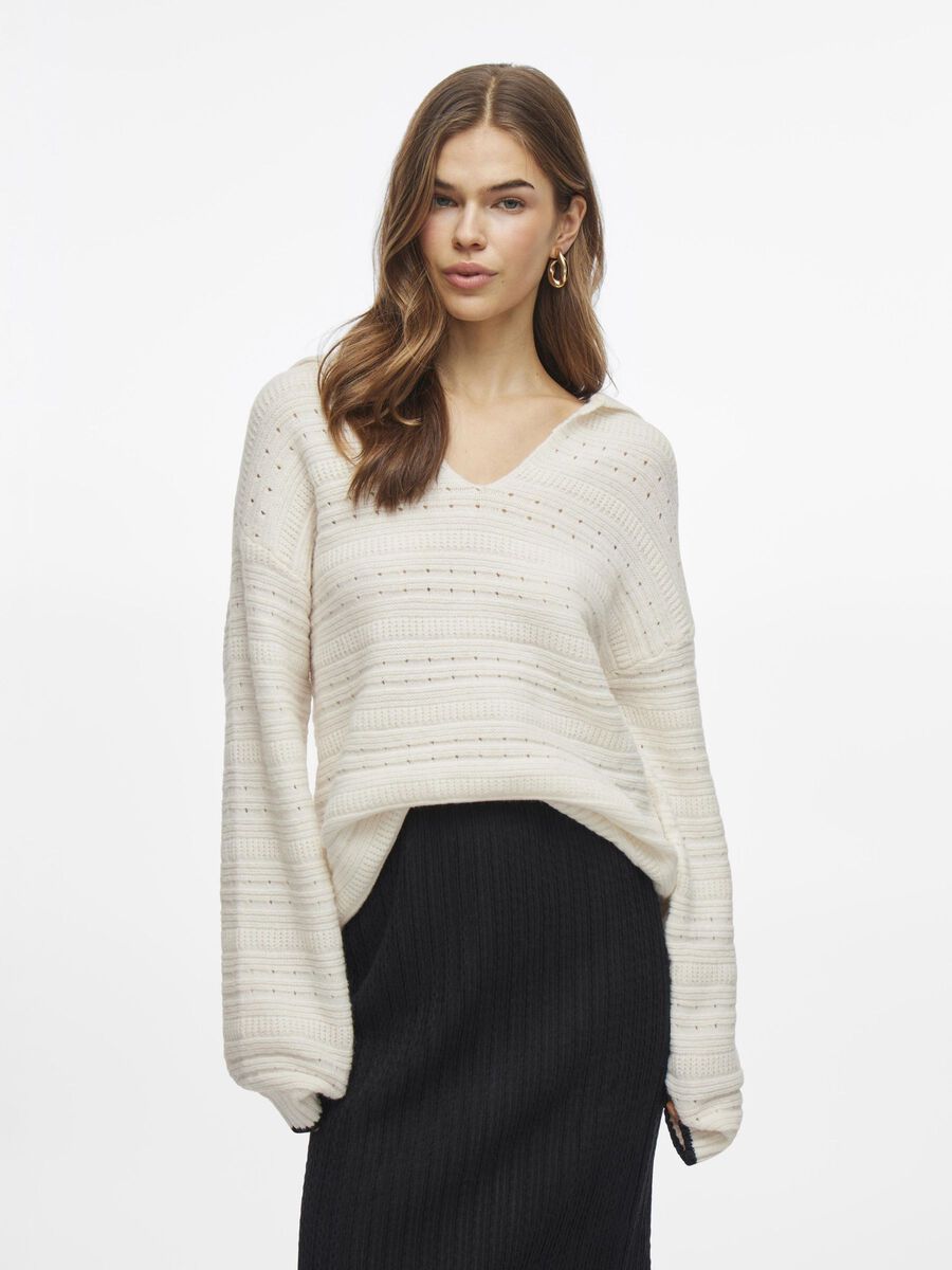 VILA V-NECK KNITTED PULLOVER, Birch, highres - 14109799_Birch_1215153_003.jpg