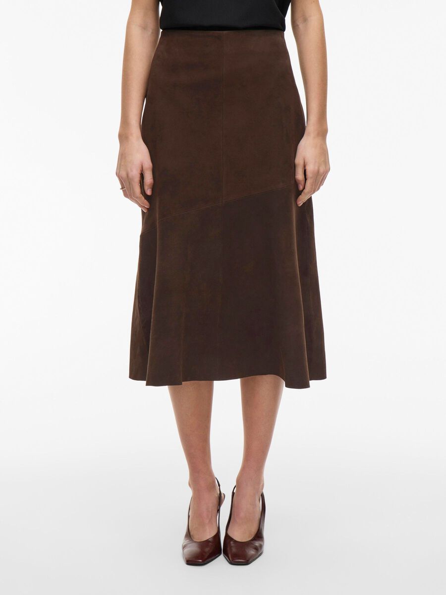 VILA SUEDE MIDI SKIRT, Fondue Fudge, highres - 14111007_FondueFudge_003.jpg