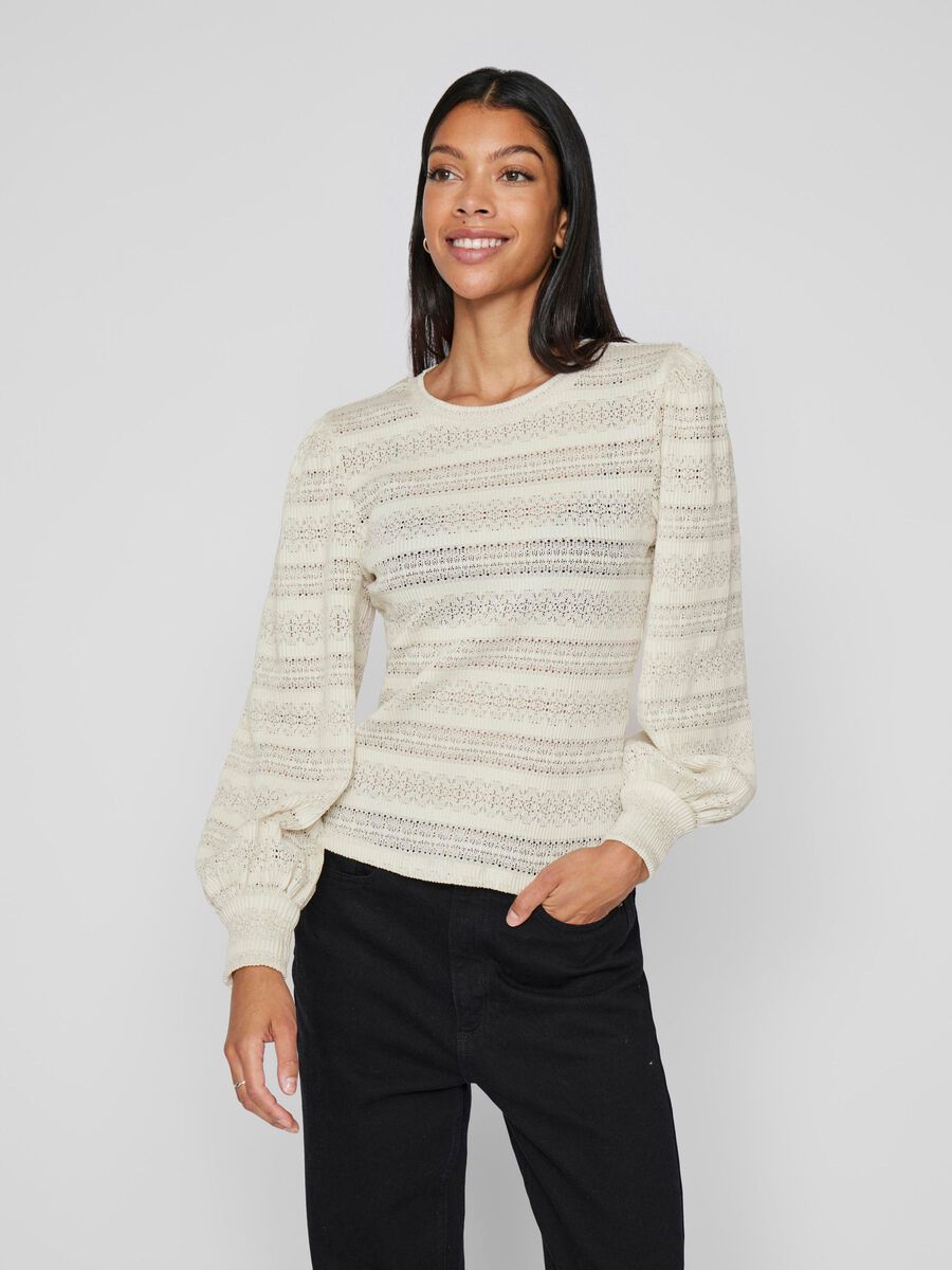VILA ROUND NECK LONG SLEEVED TOP, Birch, highres - 14109892_Birch_003.jpg