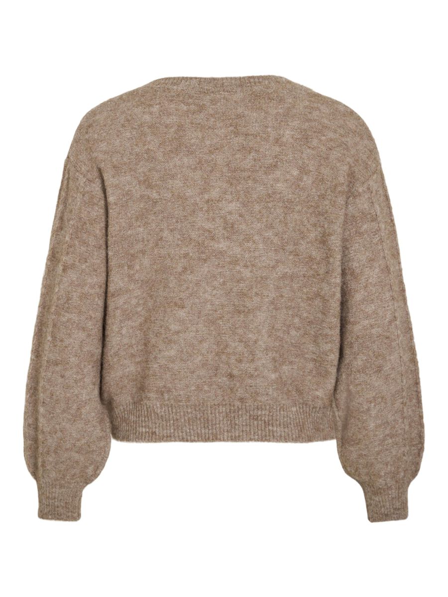 VILA V-NECK KNITTED PULLOVER, Natural Melange, highres - 14110999_NaturalMelange_002.jpg