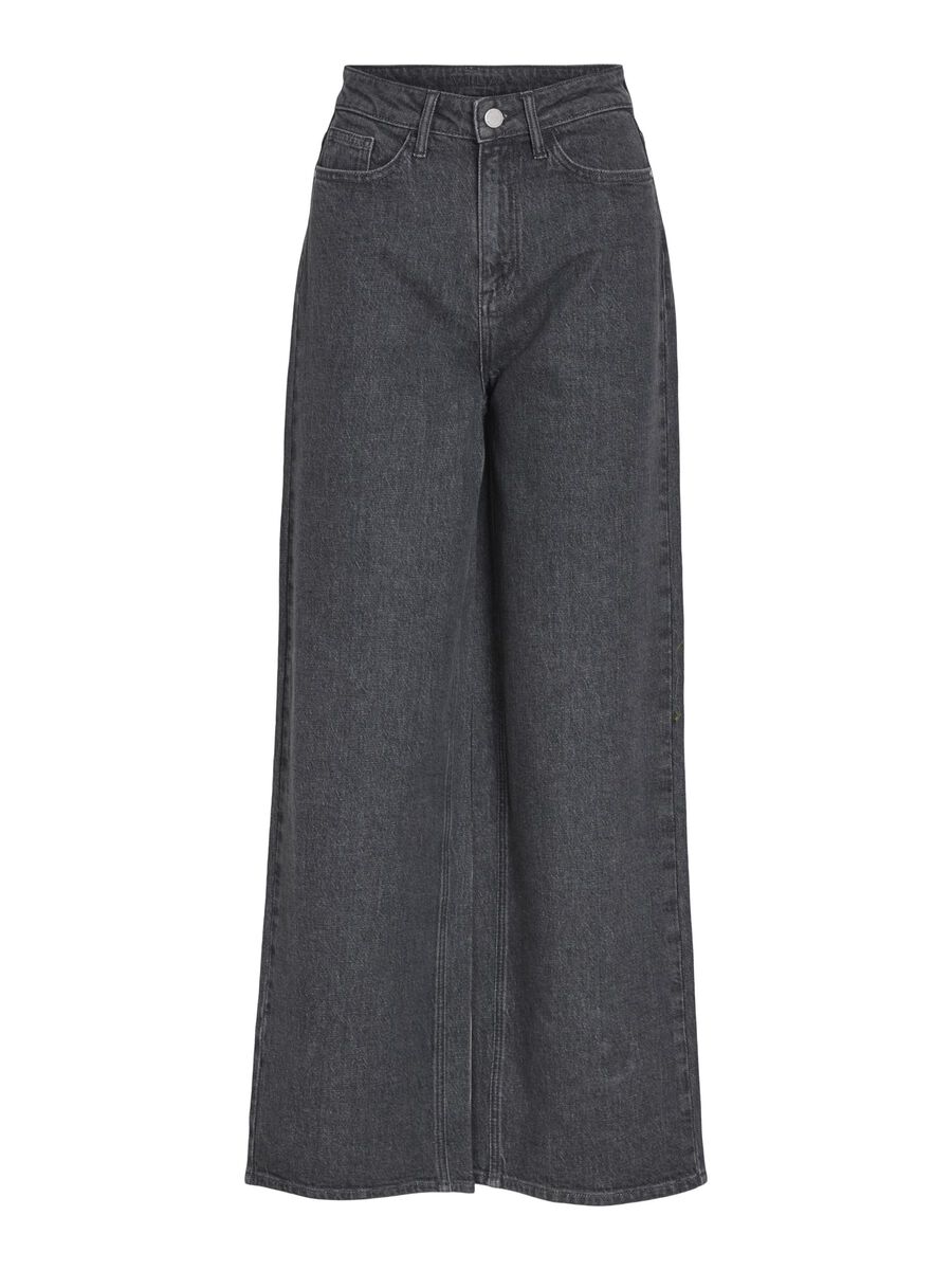 VILA VIFREYA HIGH-WAIST WIDE FIT JEANS, Grey Denim, highres - 14084736_GreyDenim_1173326_001.jpg