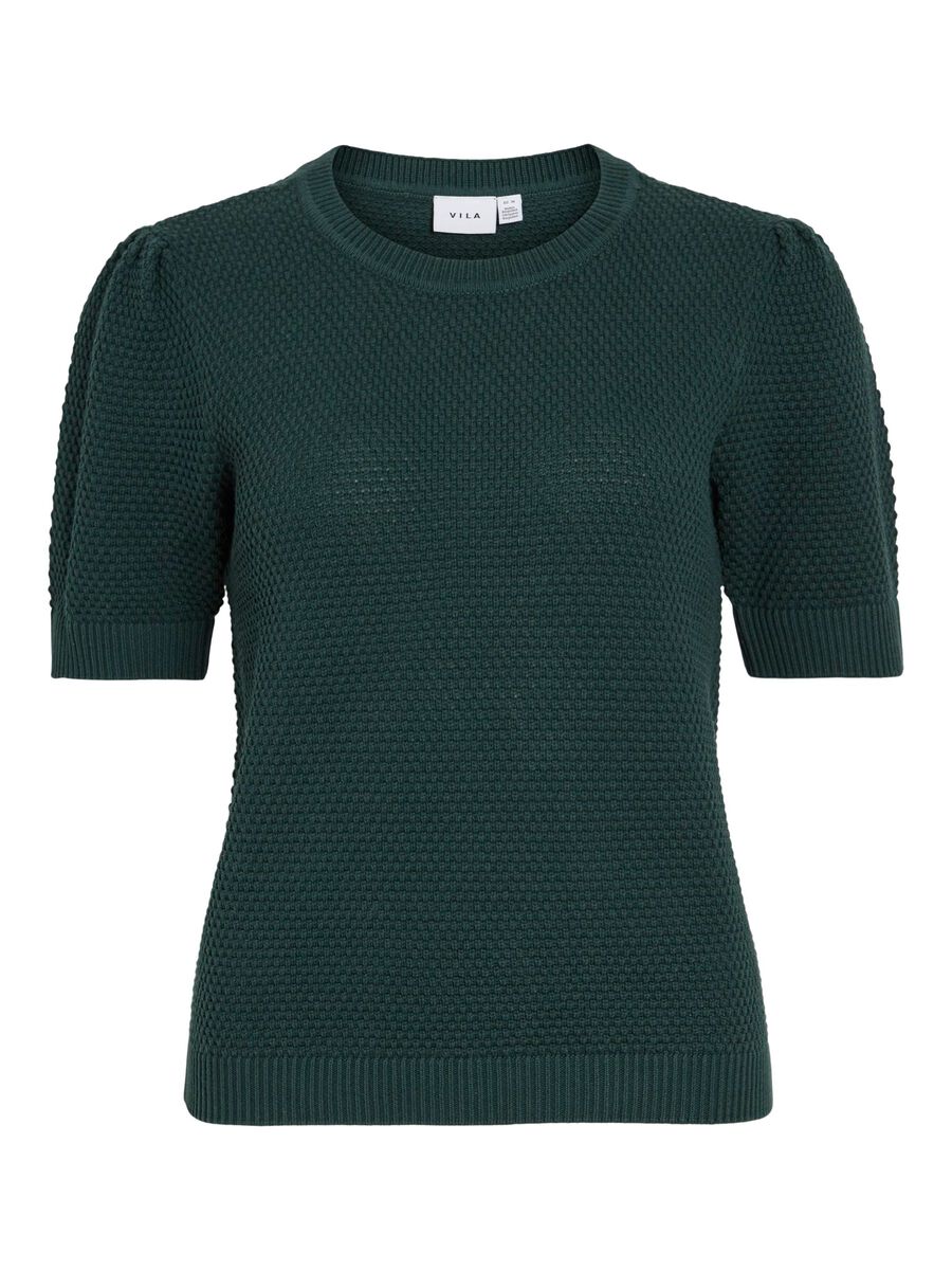 VILA SHORT-SLEEVED KNITTED TOP, Ponderosa Pine, highres - 14084421_PonderosaPine_001.jpg
