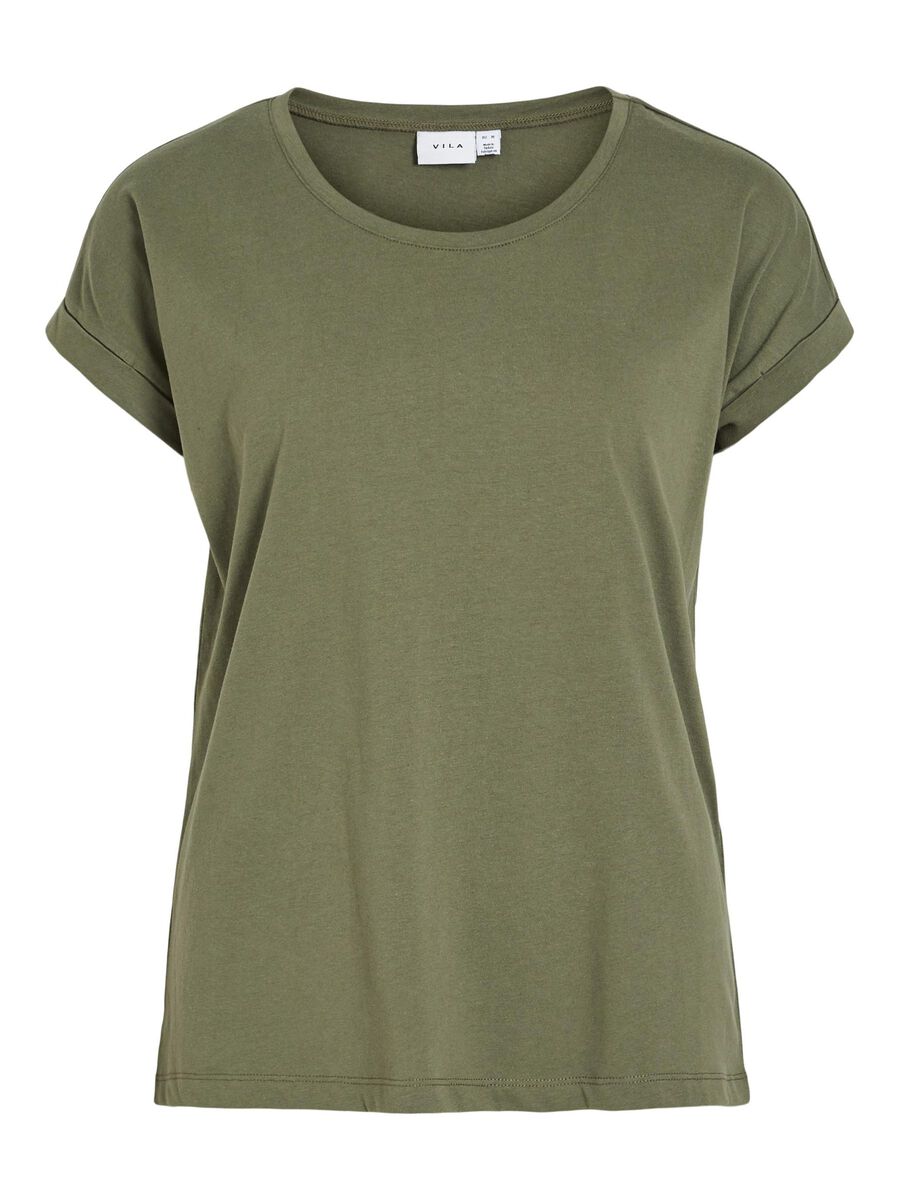 VILA VIDREAMERS ROUND NECK T-SHIRT, Dusty Olive, highres - 14083083_DustyOlive_001.jpg