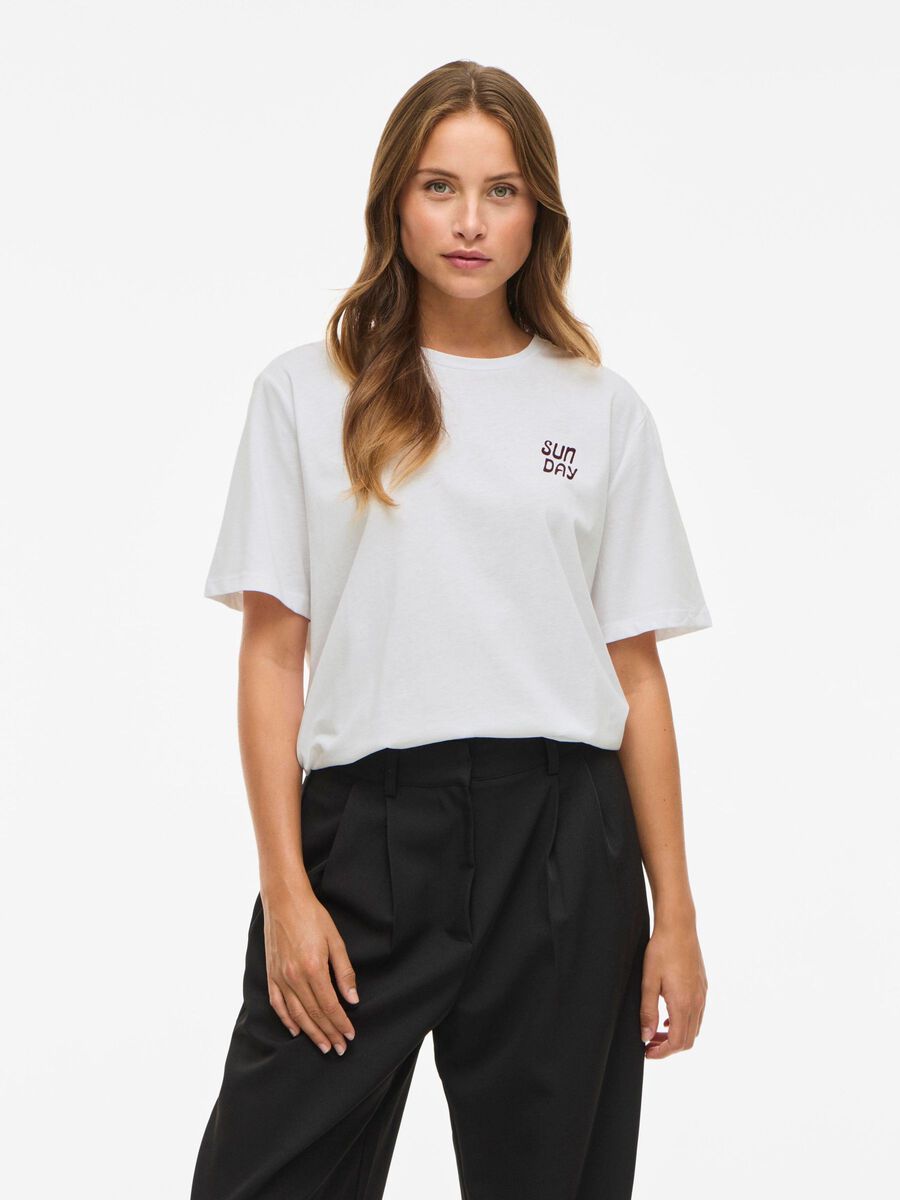 VILA VISAGE ORGANIC COTTON SHORT-SLEEVED T-SHIRT, Optical Snow, highres - 14111918_OpticalSnow_1233579_003.jpg