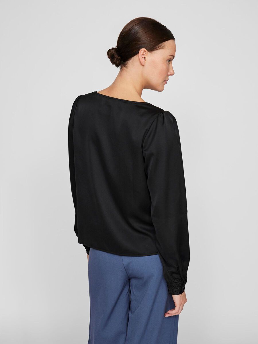 VILA V-NECK LONG SLEEVED TOP, Black, highres - 14106180_Black_004.jpg