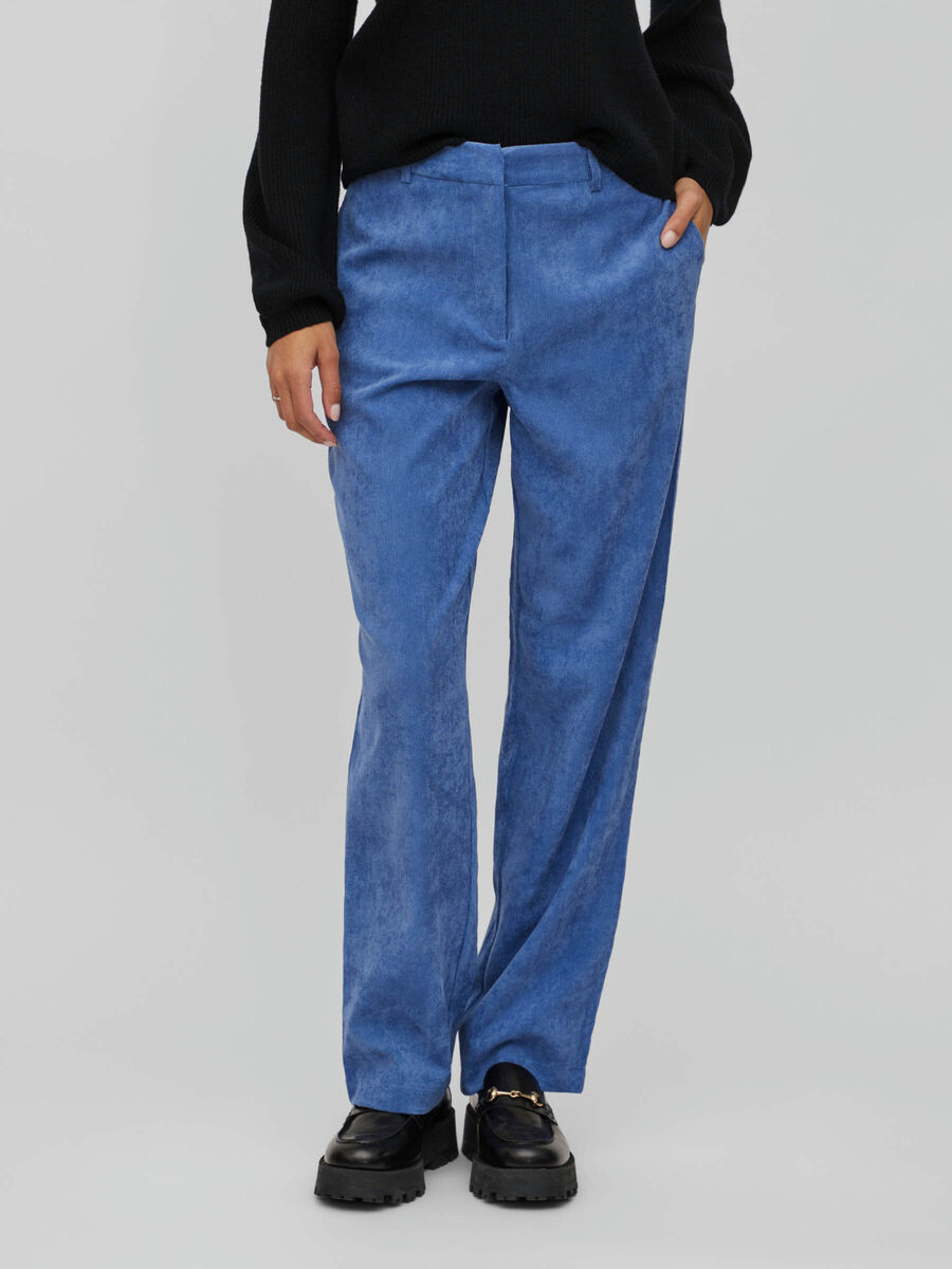 Vila CORDUROY PANTALONI A VITA ALTA, Federal Blue, highres - 14083404_FederalBlue_003.jpg