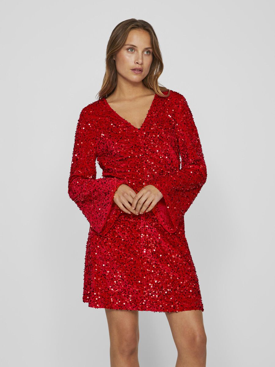 VILA SEQUIN SHORT DRESS, Poppy Red, highres - 14087611_PoppyRed_1161042_003.jpg