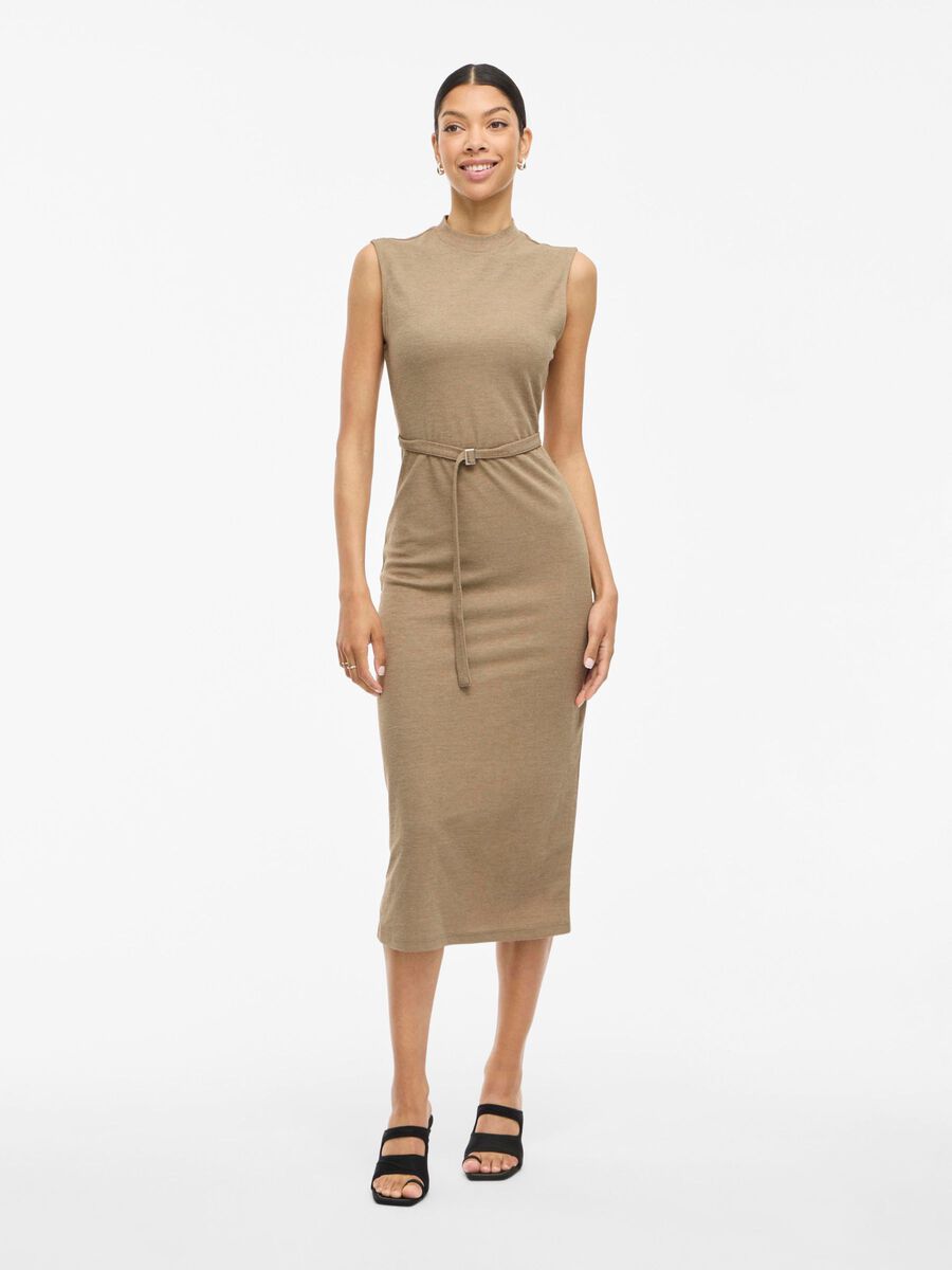 VILA VIBIRTHE SLEEVELESS MIDI DRESS, Dark Natural Melange, highres - 14112800_DarkNaturalMelange_003.jpg