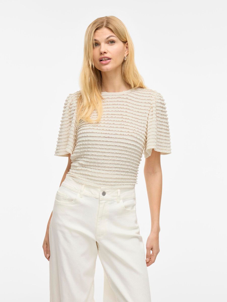 VILA VILOGAN ROUND NECK SHORT SLEEVED TOP, Birch, highres - 14108973_Birch_003.jpg