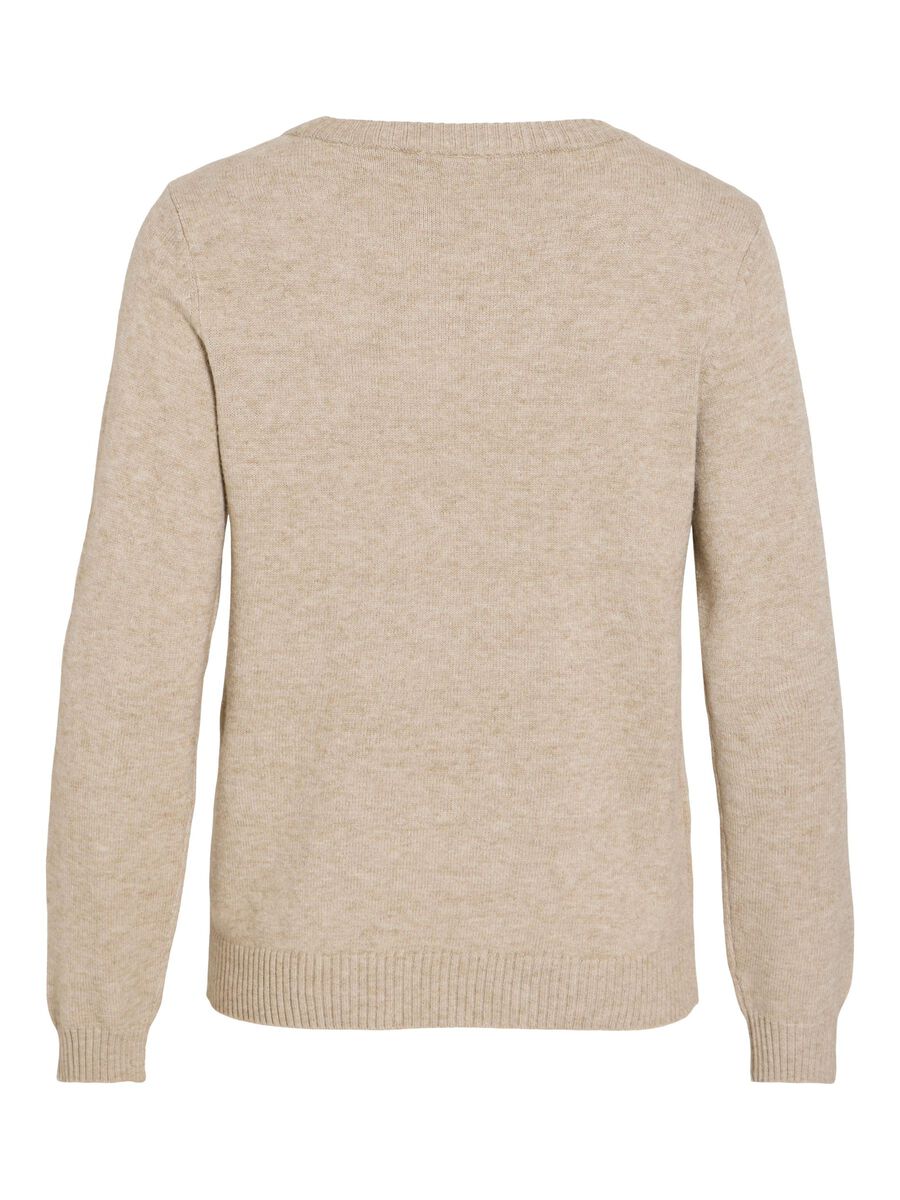 VILA VIRIL ROUND NECK KNITTED PULLOVER, Natural Melange, highres - 14054177_NaturalMelange_002.jpg