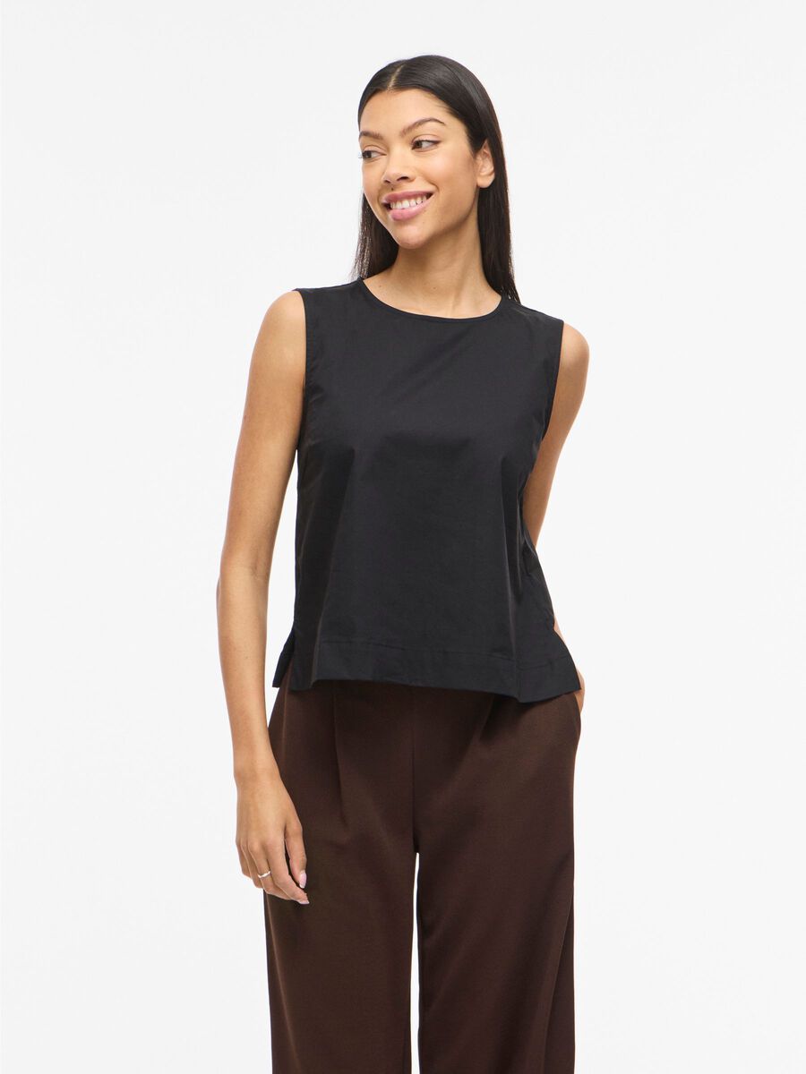 Product carousel image - VIVALENCIA ROUND NECK SLEEVELESS TOP, Black Beauty | 1