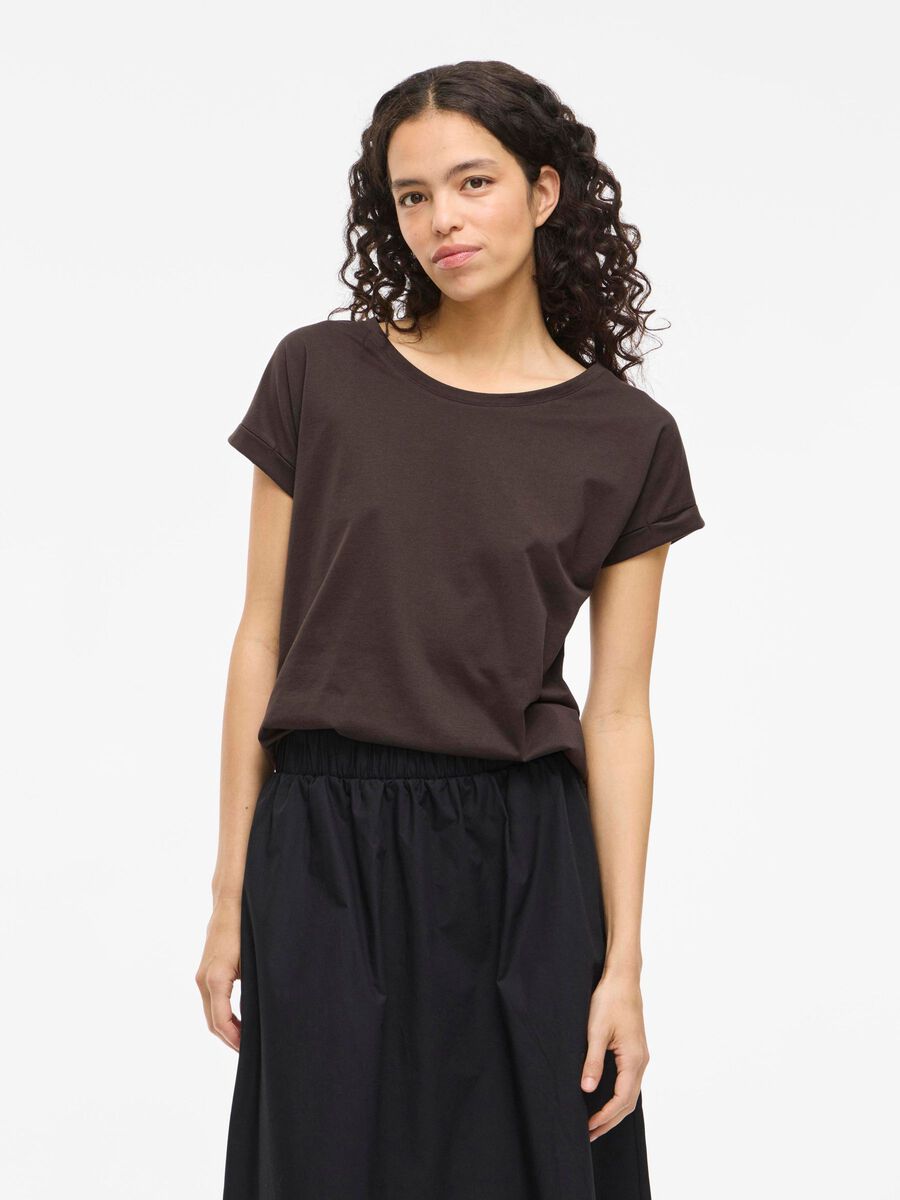 VILA VIDREAMERS ROUND NECK T-SHIRT, Coffee Bean, highres - 14083083_CoffeeBean_003.jpg