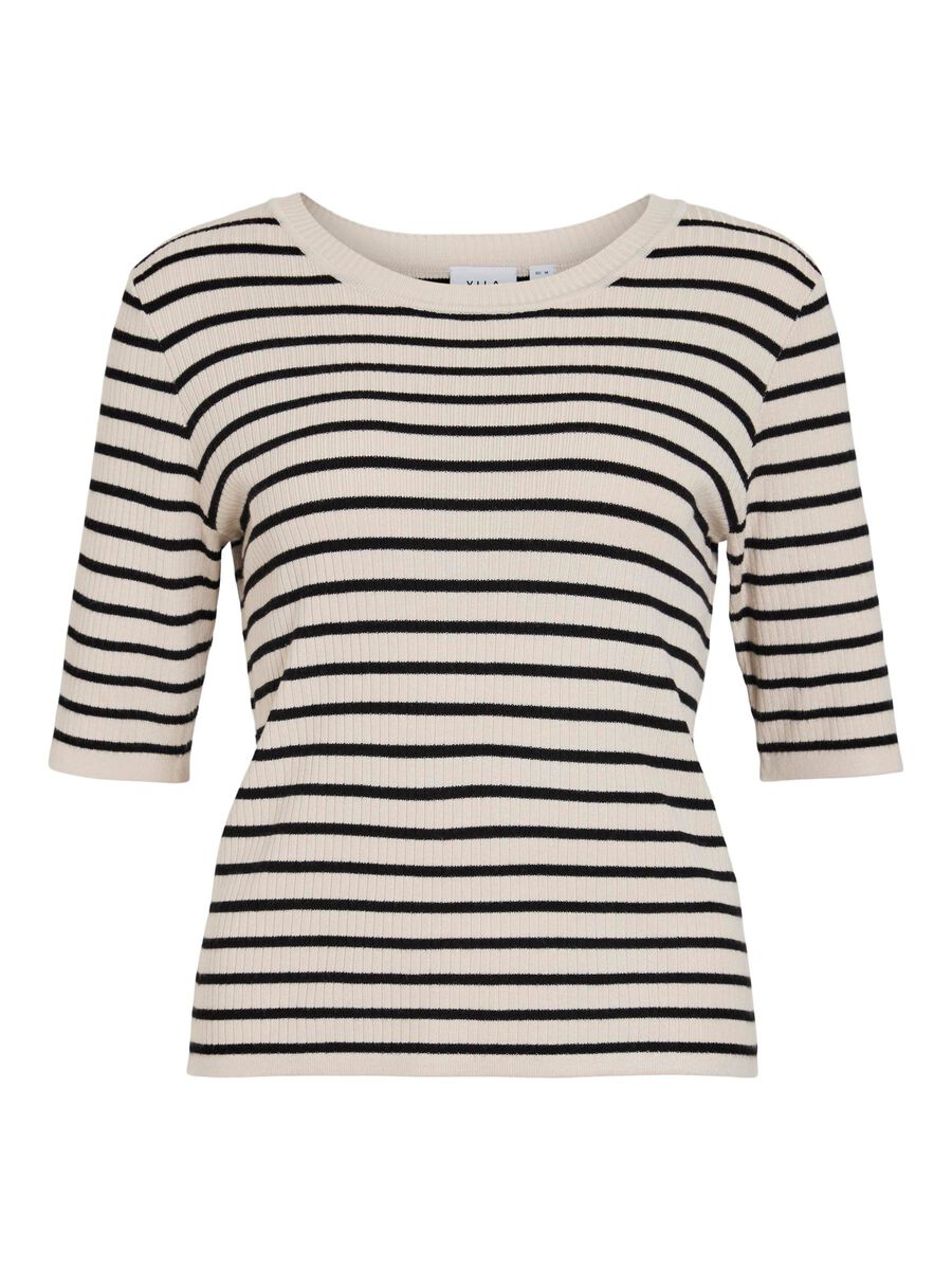 VILA SHORT SLEEVED KNITTED TOP, Birch, highres - 14105916_Birch_1176220_001.jpg